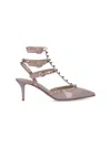 Valentino Rockstud Caged 65 Leather Ankle Strap Pump In Multi