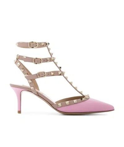 Valentino Garavani Rockstud 65mm Caged Pumps In Nude