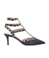 Valentino Rockstud Leather Slingback Pumps In Black