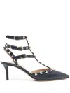 Valentino Rockstud Leather Slingback Pumps In Blue