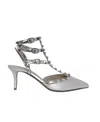 Valentino Rockstud 65mm Leather Pumps In Gray