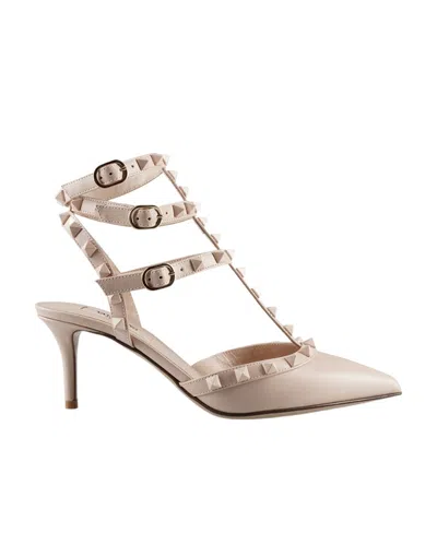 Valentino Garavani Rockstud 70mm Leather Pumps In Nude