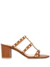 Valentino Rockstud 70mm Sandals In Brown
