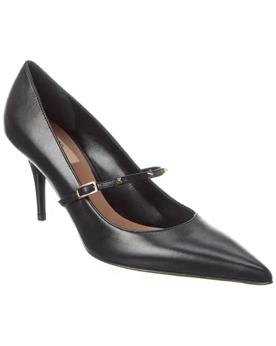 Valentino Garavani Womens Black Rockstud Wispy Leather Mary Jane Courts