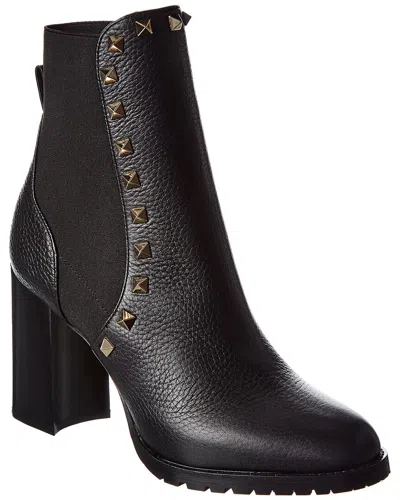 Valentino Garavani Valentino Rockstud 90 Grainy Leather Boot In Black