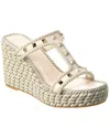 Valentino Leather Rockstud Wedge Sandals 90 In Neutral
