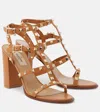 Valentino Rockstud Caged 60 Leather Ankle Strap Sandal In Beige