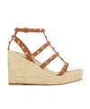 Valentino Rockstud Espadrille Wedge Sandal In Nude
