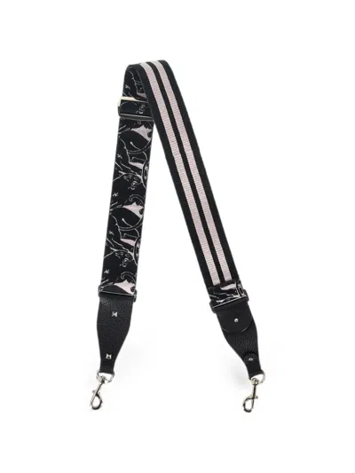 Pre-owned Valentino Garavani Rockstud Abstract-pattern Bag Strap In Black