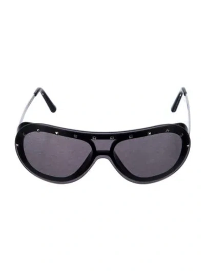 Pre-owned Valentino Rockstud Accents Aviator Sunglasses In Black