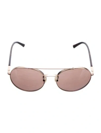 Pre-owned Valentino Rockstud Accents Aviator Sunglasses In Gold
