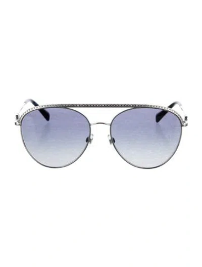 Pre-owned Valentino Rockstud Accents Aviator Sunglasses In Silver