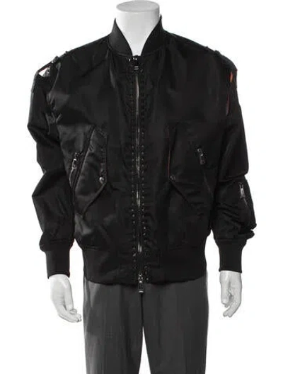 Pre-owned Valentino Rockstud Accents Bomber Jacket In Black