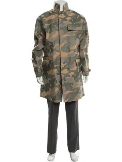 Pre-owned Valentino Rockstud Accents Camouflage Print Parka In Green