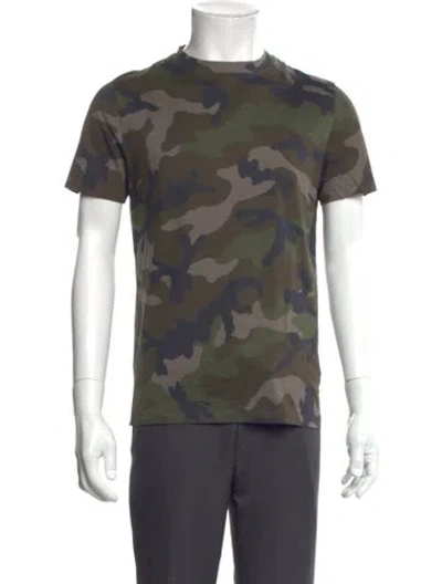 Pre-owned Valentino Rockstud Accents Camouflage Print T-shirt In Green