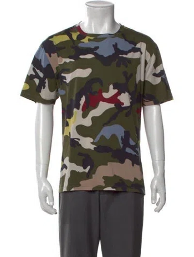 Pre-owned Valentino Rockstud Accents Camouflage Print T-shirt In Green