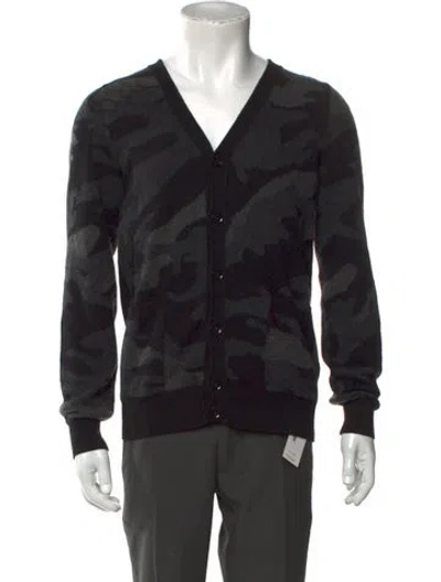 Pre-owned Valentino Rockstud Accents Cashmere Cardigan In Gray