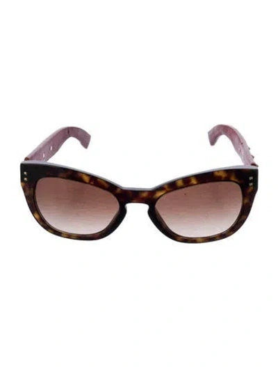 Pre-owned Valentino Rockstud Accents Cat-eye Sunglasses In Brown