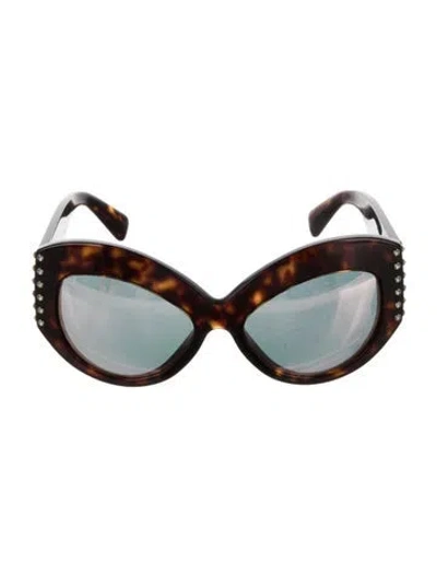 Pre-owned Valentino Rockstud Accents Cat-eye Sunglasses In Brown