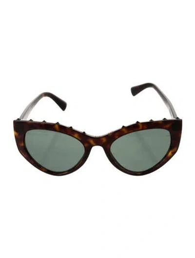 Pre-owned Valentino Rockstud Accents Cat-eye Sunglasses In Brown