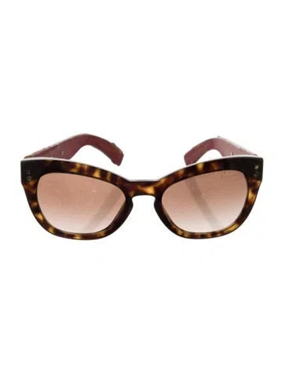 Pre-owned Valentino Rockstud Accents Cat-eye Sunglasses In Brown