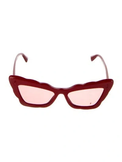 Pre-owned Valentino Rockstud Accents Cat-eye Sunglasses In Red