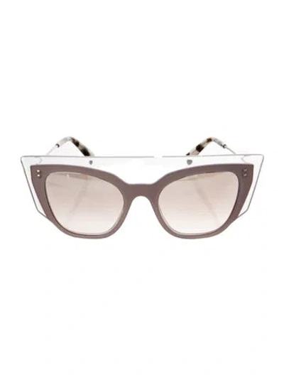 Pre-owned Valentino Rockstud Accents Cat-eye Sunglasses In Transparent