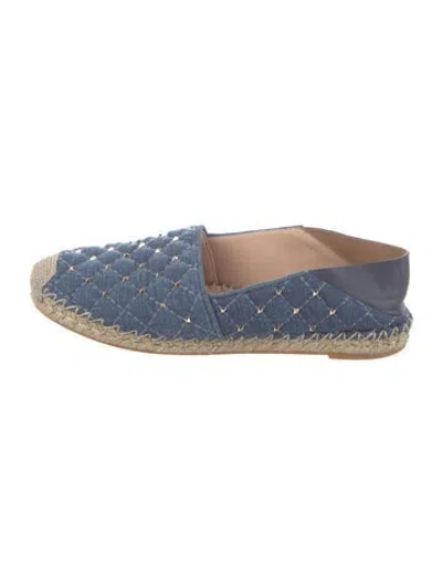 Pre-owned Valentino Garavani Rockstud Accents Denim Espadrilles In Blue