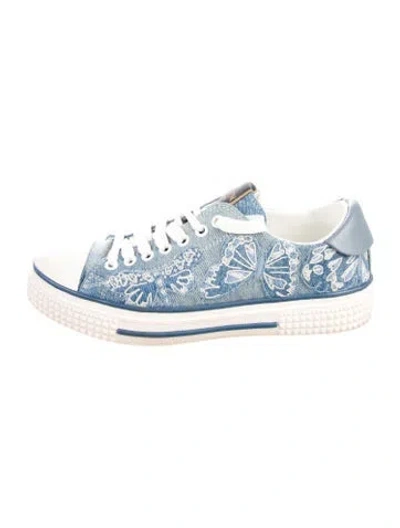 Pre-owned Valentino Garavani Rockstud Accents Denim Sneakers In Blue