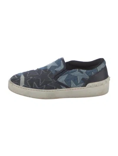 Pre-owned Valentino Garavani Rockstud Accents Denim Sneakers In Blue