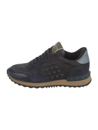 Pre-owned Valentino Garavani Rockstud Accents Denim Sneakers In Blue