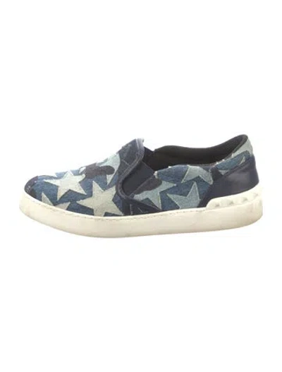 Pre-owned Valentino Garavani Rockstud Accents Denim Sneakers In Blue