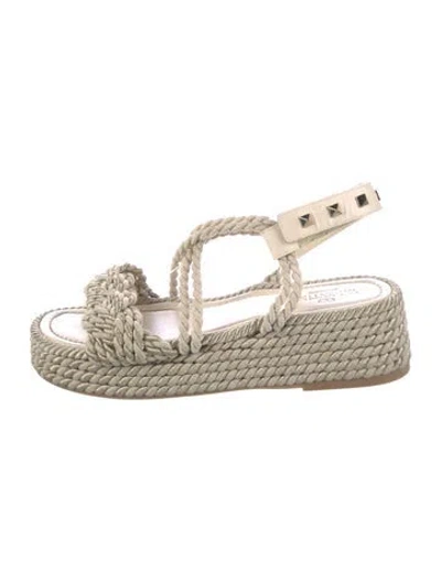 Pre-owned Valentino Garavani Rockstud Accents Glitter Accents Espadrilles