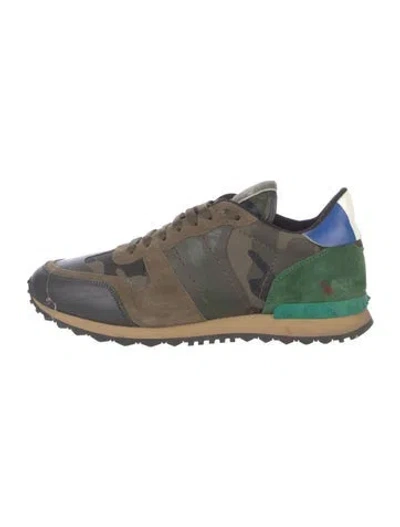Pre-owned Valentino Garavani Rockstud Accents Leather Athletic Sneakers