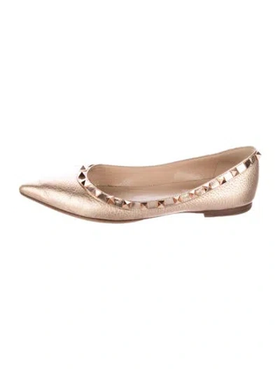 Pre-owned Valentino Garavani Rockstud Accents Leather Ballet Flats