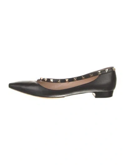 Pre-owned Valentino Garavani Rockstud Accents Leather Ballet Flats