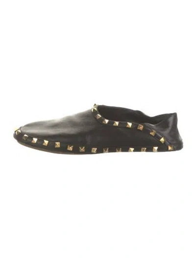 Pre-owned Valentino Garavani Rockstud Accents Leather Ballet Flats In Black