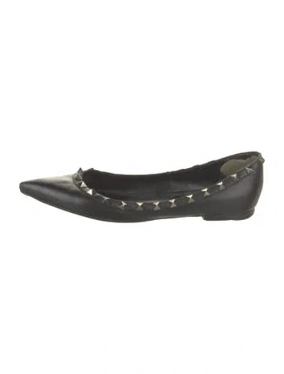 Pre-owned Valentino Garavani Rockstud Accents Leather Ballet Flats In Black