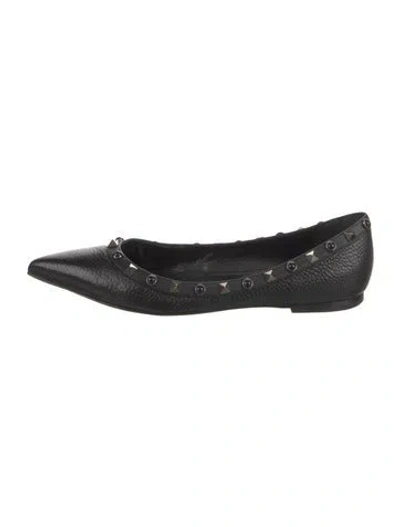 Pre-owned Valentino Garavani Rockstud Accents Leather Ballet Flats In Black