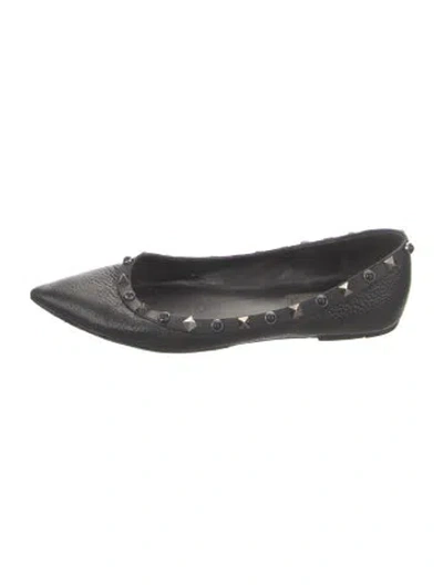 Pre-owned Valentino Garavani Rockstud Accents Leather Ballet Flats In Black