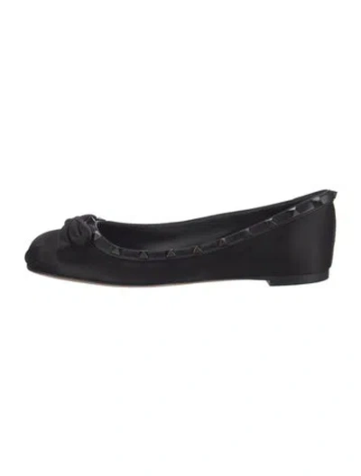 Pre-owned Valentino Garavani Rockstud Accents Leather Ballet Flats In Black