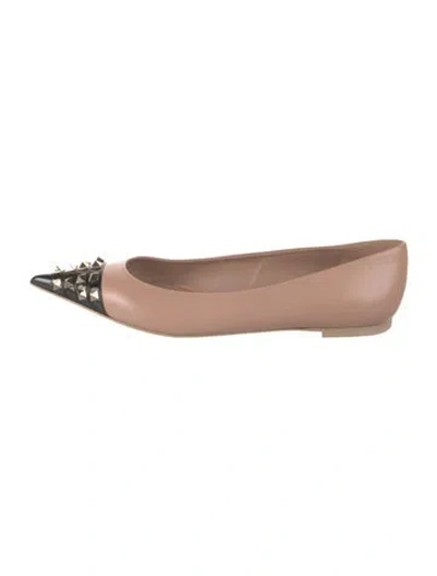 Pre-owned Valentino Garavani Rockstud Accents Leather Ballet Flats In Black