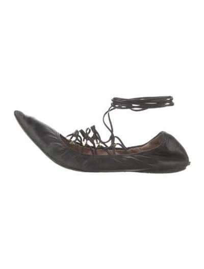 Pre-owned Valentino Garavani Rockstud Accents Leather Ballet Flats In Black
