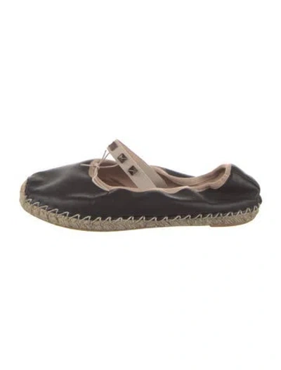 Pre-owned Valentino Garavani Rockstud Accents Leather Ballet Flats In Black