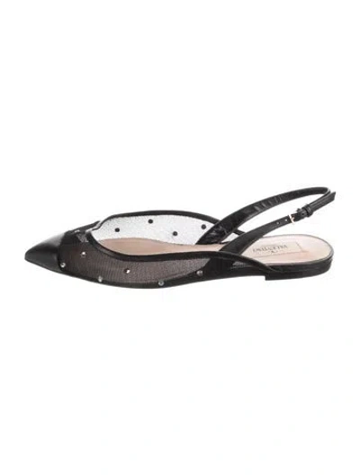 Pre-owned Valentino Garavani Rockstud Accents Leather Ballet Flats In Black
