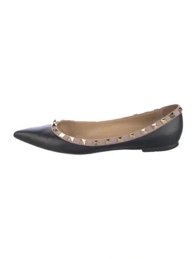 Pre-owned Valentino Garavani Rockstud Accents Leather Ballet Flats In Blue