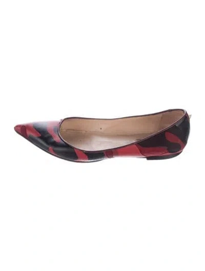 Pre-owned Valentino Garavani Rockstud Accents Leather Ballet Flats In Red