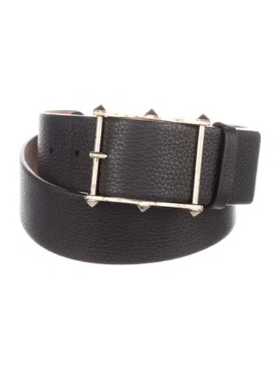 Pre-owned Valentino Garavani Rockstud Accents Leather Belt In Black