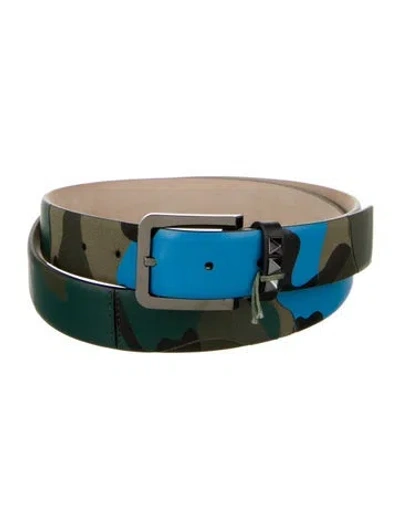Pre-owned Valentino Garavani Rockstud Accents Leather Belt In Green