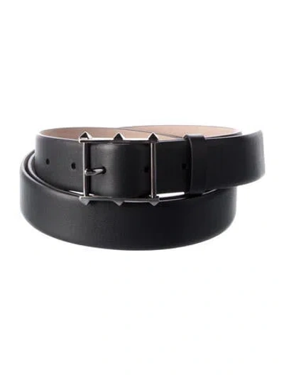 Pre-owned Valentino Garavani Rockstud Accents Leather Belt W/ Tags In Black